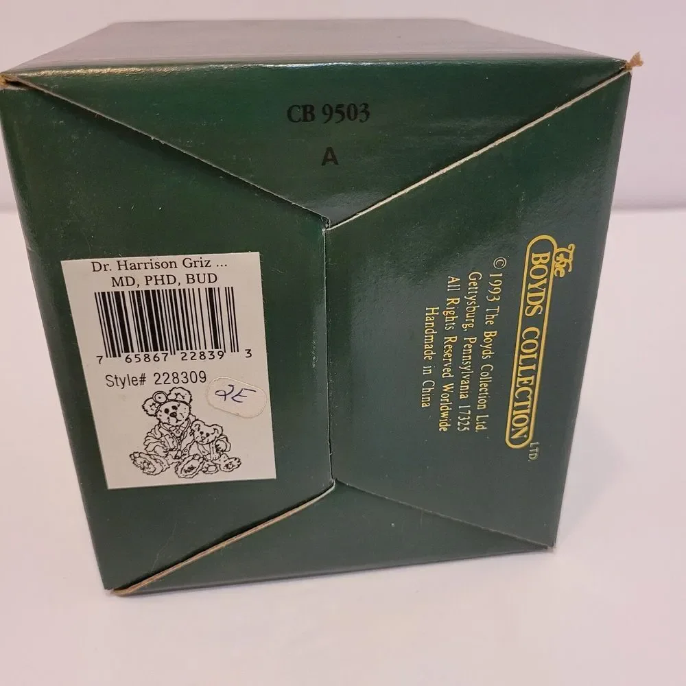 Boyds Bear Figurines, Dr. Harrison Griz...MD,‎ PHD, BUD, Style #228309, 2E/3540